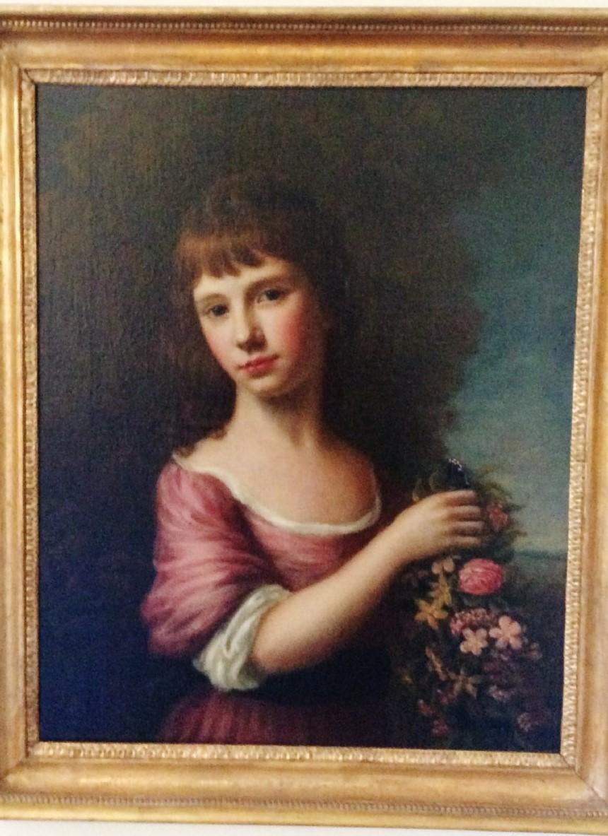 Nathaniel Hone the Elder Portrait Painting - Nathaniel Hone, portrait of "flora" roman goddess, 18th century