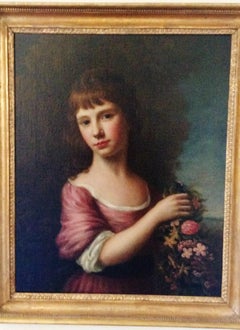 Antique Nathaniel Hone, portrait of "flora" roman goddess, 18th century