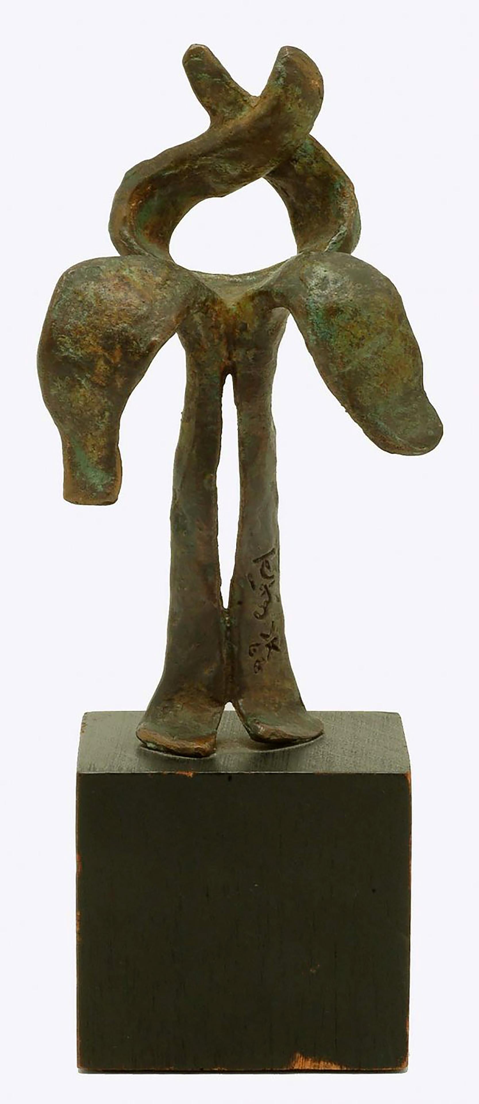 Nathaniel Kaz
Bronze Sculpture to Isaac Bashevis Singer for Arts in Judaism Award, 1966
Bronze, Square wooden base, Metal tag
Signed and dated 