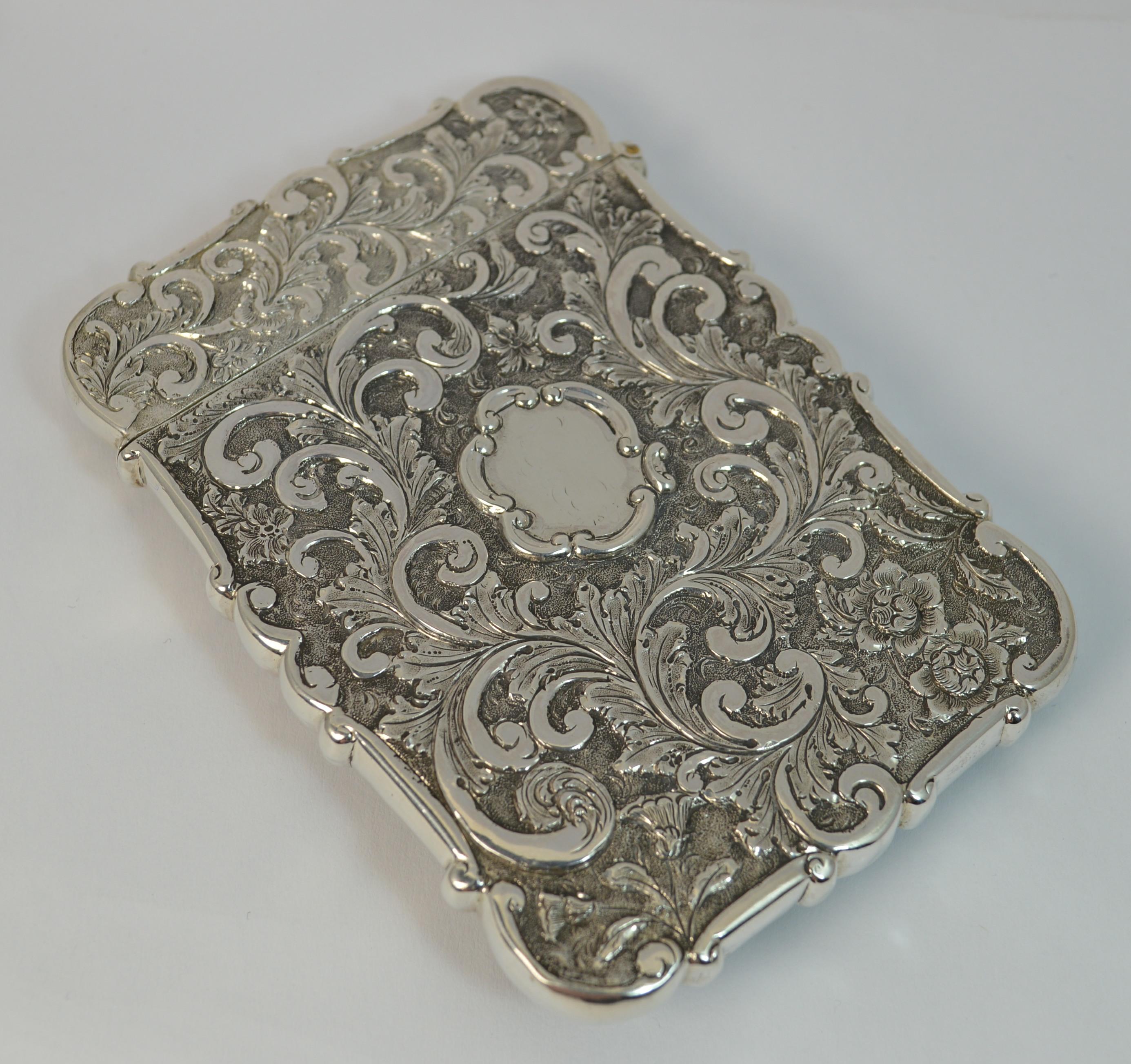 Nathaniel Mills Castle Top Solid Silver Victorian Card Case of Kenilworth Castle 1