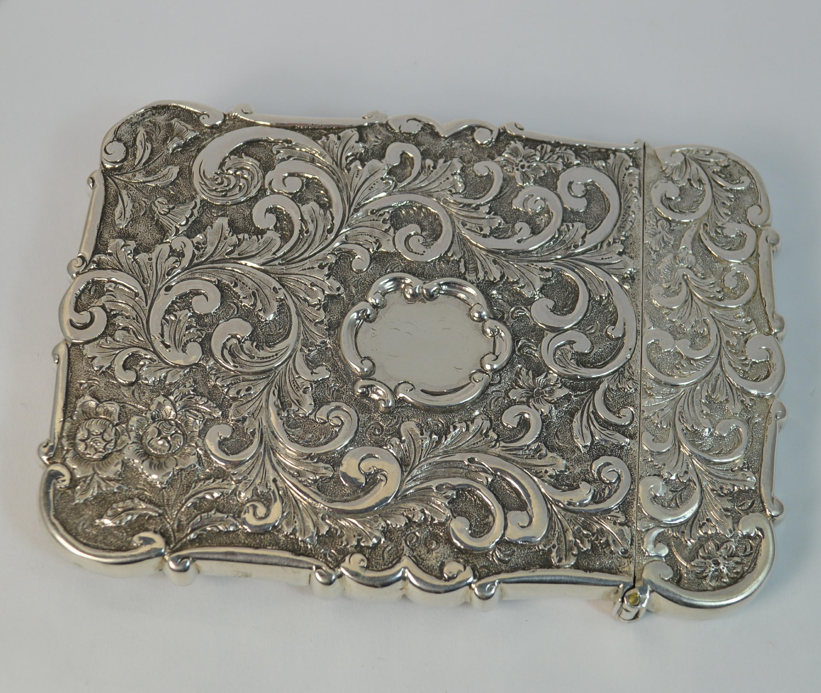 Nathaniel Mills Castle Top Solid Silver Victorian Card Case of Kenilworth Castle 2