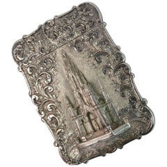 Porte-cartes victorien en argent massif Nathaniel Mills Castle Top le Mémorial Scott