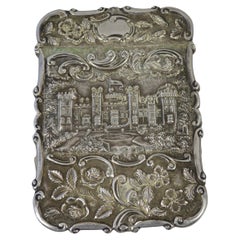 Antique Nathaniel Mills Windsor and Warwick Castle Top Sterling Silver Card Case