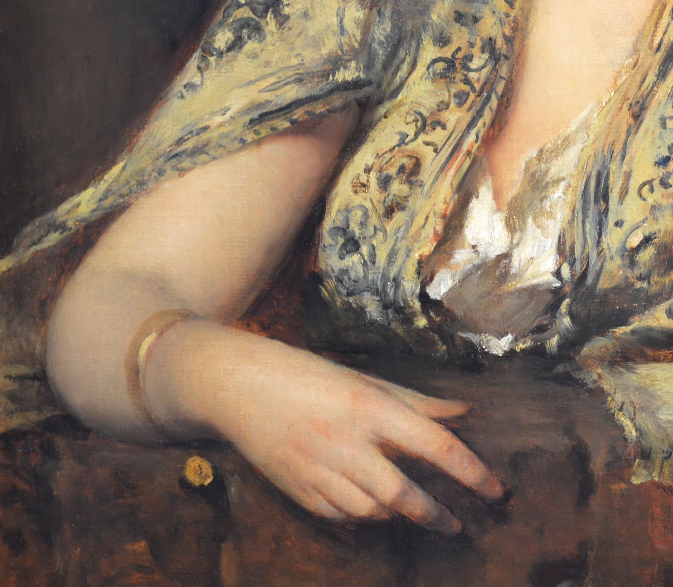 Ragazza montenegrina - dipinto a olio del XIX secolo Ritratto di bellezza orientalista 1