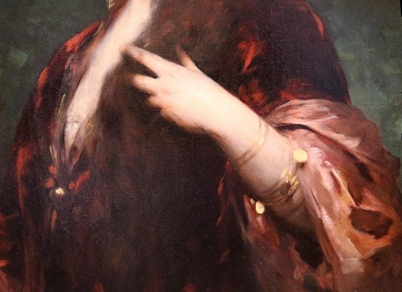 L'Enchanteresse - Peinture à l'huile Belle Époque du 19e siècle - Portrait de beauté française en vente 2