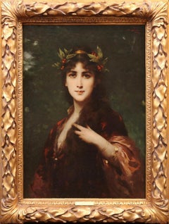 L'Incantatrice - Pittura a olio del XIX secolo French Belle Epoque Ritratto di bellezza