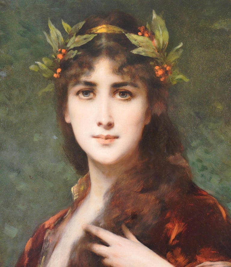 The Enchantress - Large 19th Century French Belle Epoque Portrait Oil Painting  For Sale 1