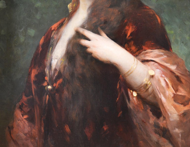 The Enchantress - Large 19th Century French Belle Epoque Portrait Oil Painting  For Sale 2