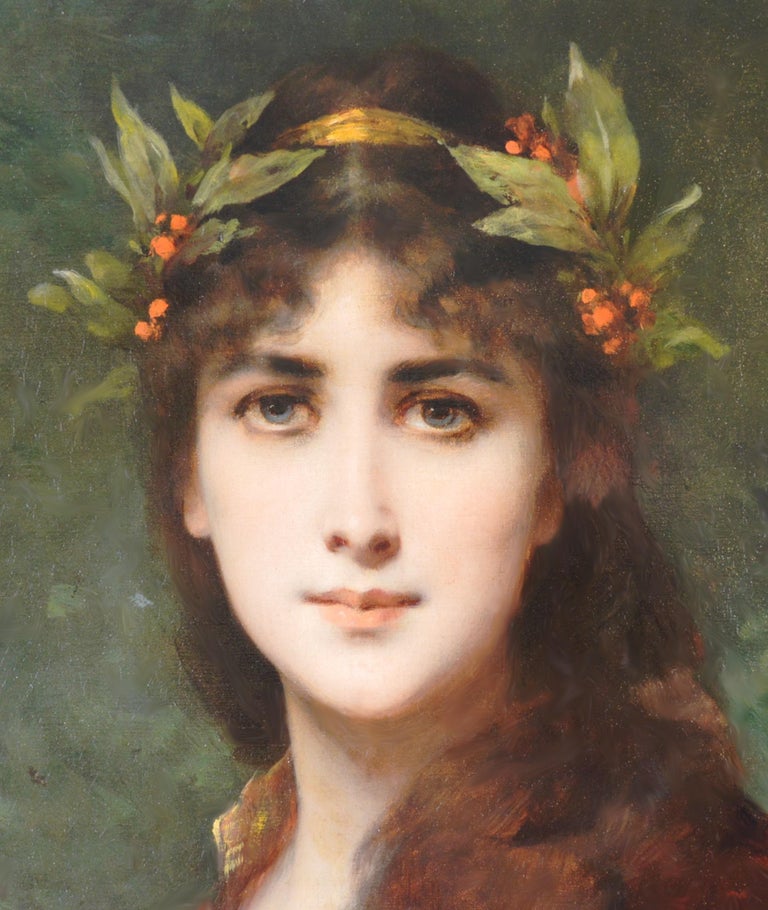 The Enchantress - Large 19th Century French Belle Epoque Portrait Oil Painting  For Sale 3