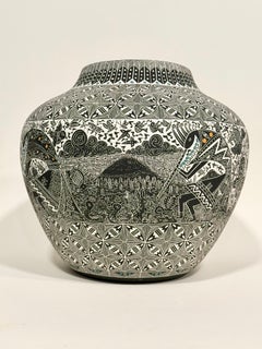 Nathaniel Vallo Native American Ceramic Pot c1980s Acoma