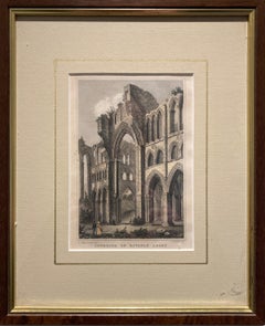 'Interior of Rivaulx Abbey' by Nathaniel Whittock and John Rogers, Antique Print