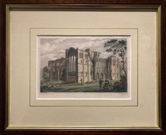 'Rivaulx Abbey' by Nathaniel Whittock and John Rogers; Framed Antique Print