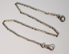 National Chain Antique 14 Karat White Gold Dress Pocket Watch Chain