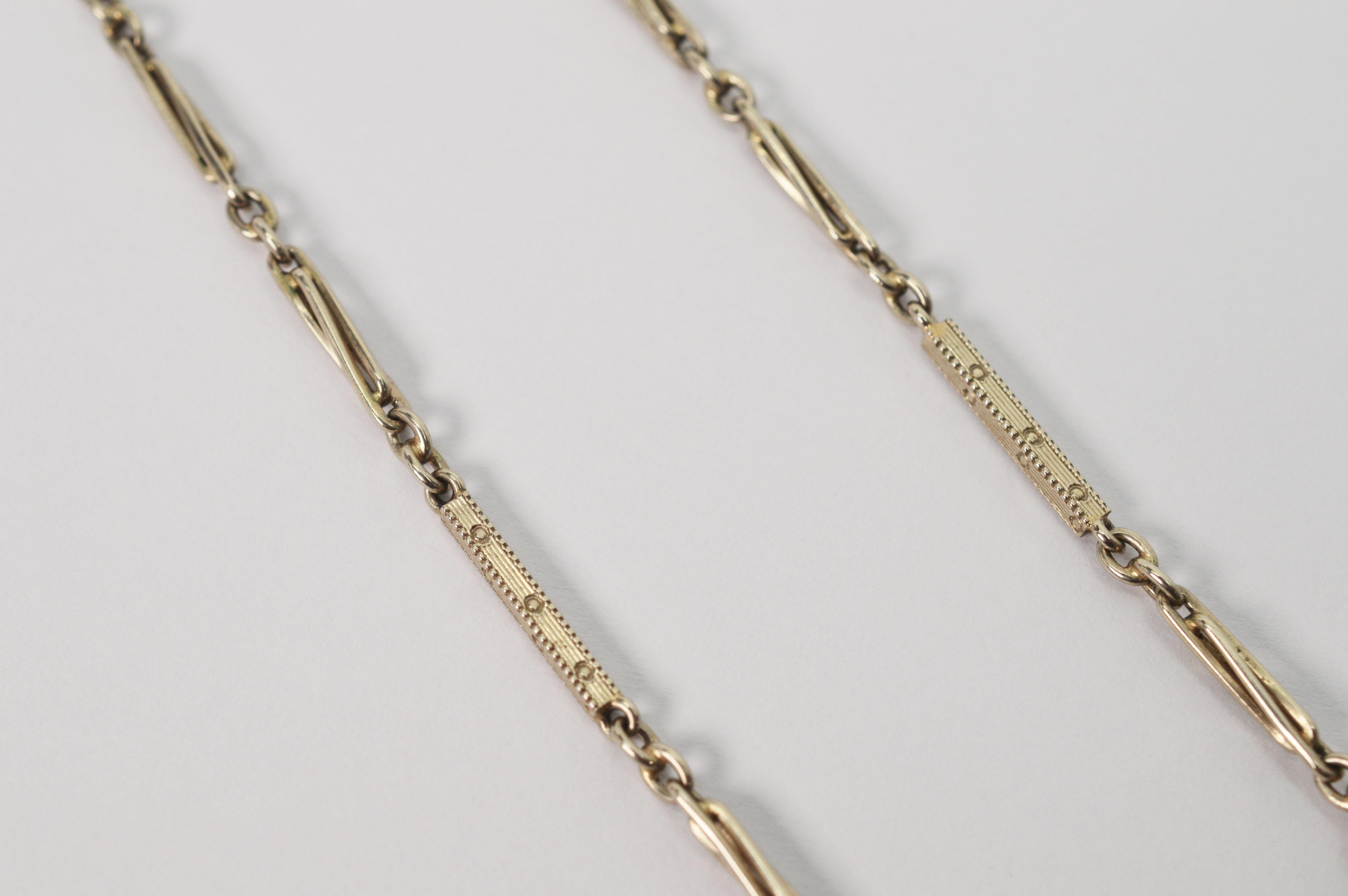 National Chain Antique 14 Karat White Gold Dress Pocket Watch Chain at