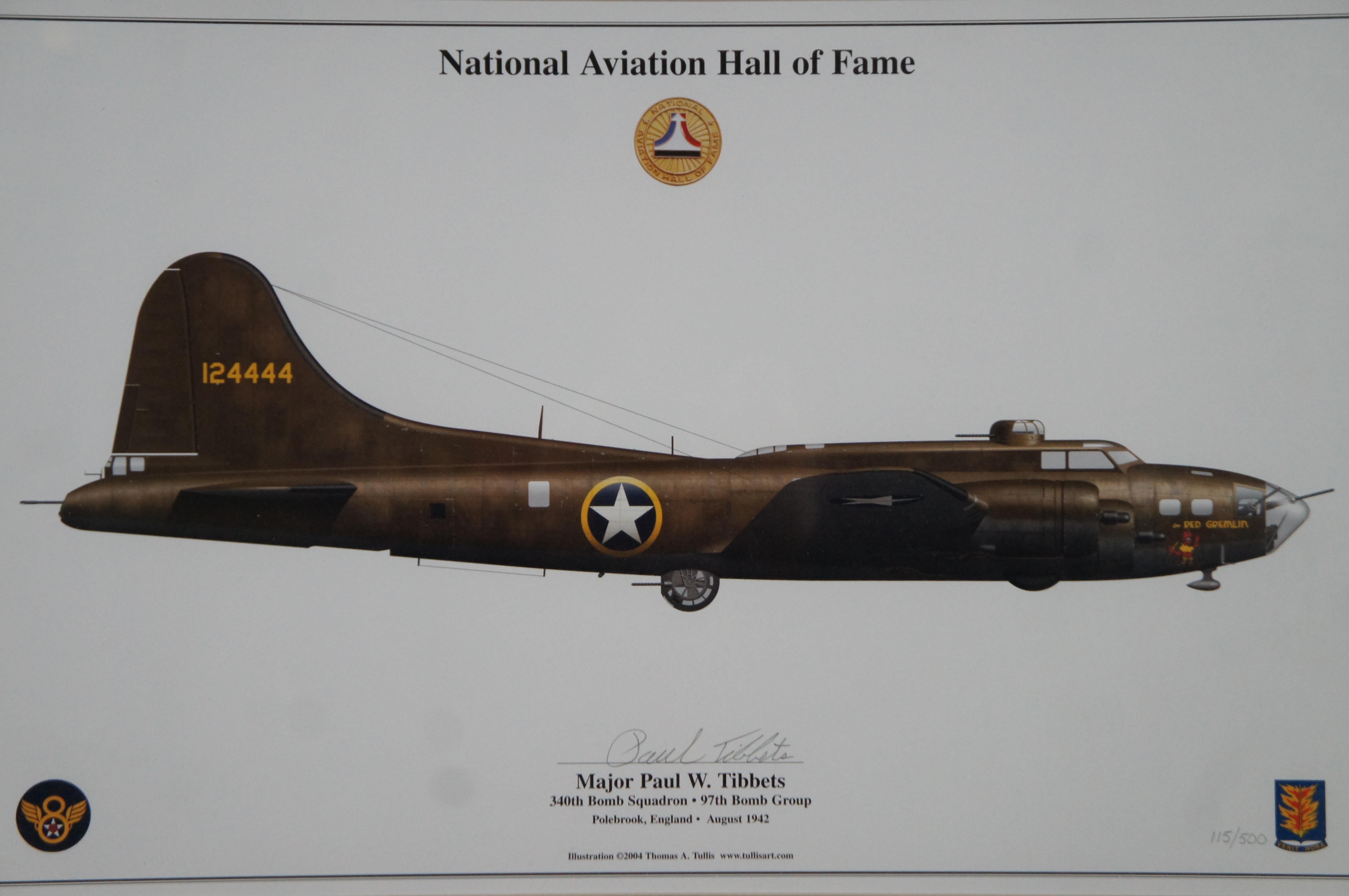 National Aviation Hall of Fame B-17 Gremlin Major Paul W. Tibbets Bomb Squad S&N For Sale 2