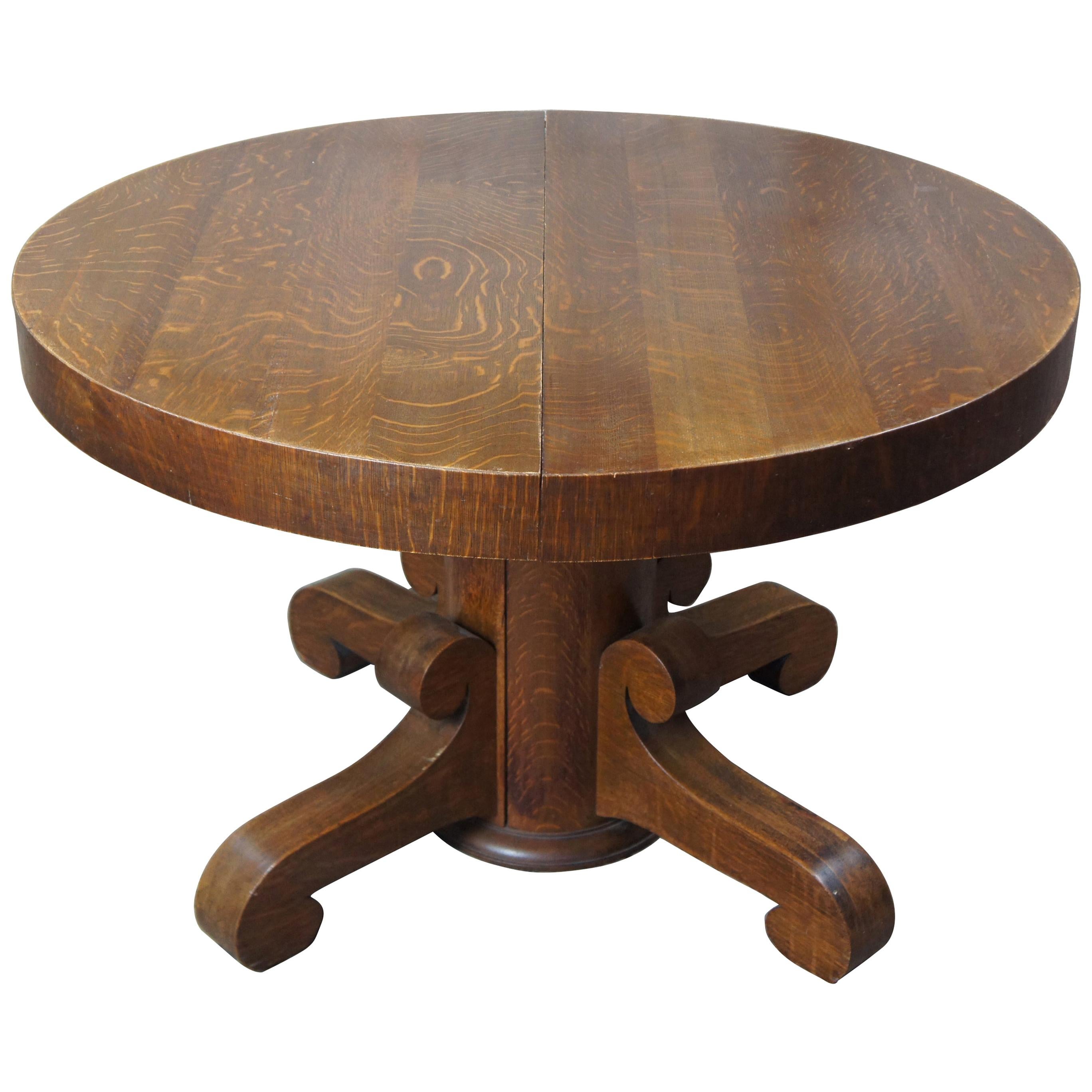 National Furniture Co. Antique Empire Quartersawn Oak Round Dining Table