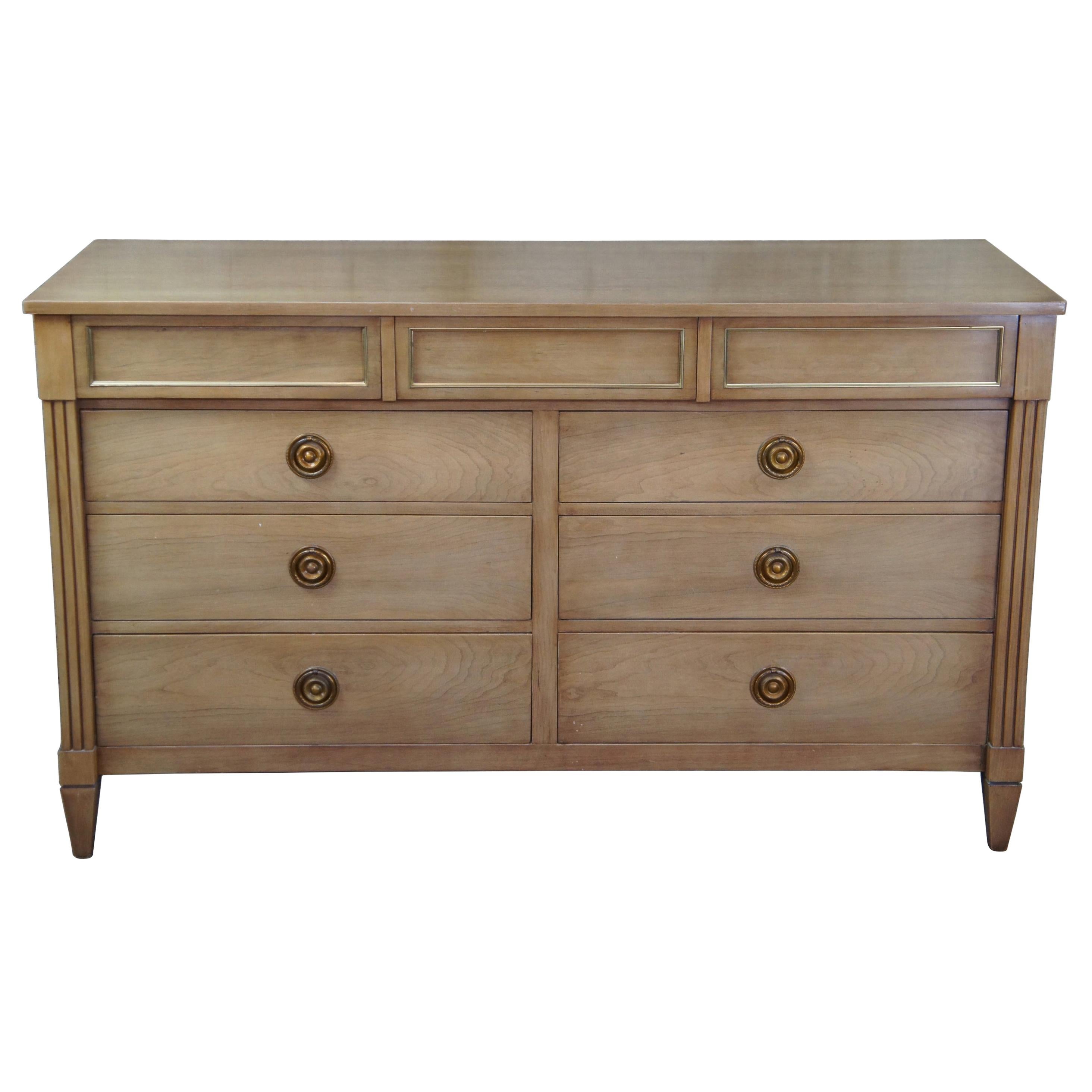 National Furniture Co Walnut French Louis XVI Double Dresser Chest of Drawers 58