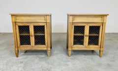 National Furniture Directoire Style Brass Mesh And Beechwood Nightstands