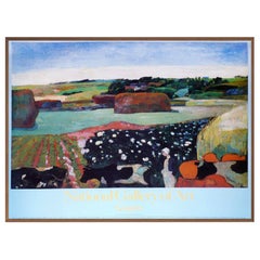 National Gallery of Art "Haystacks in Brittany" Walnut Frame Poster, 1988