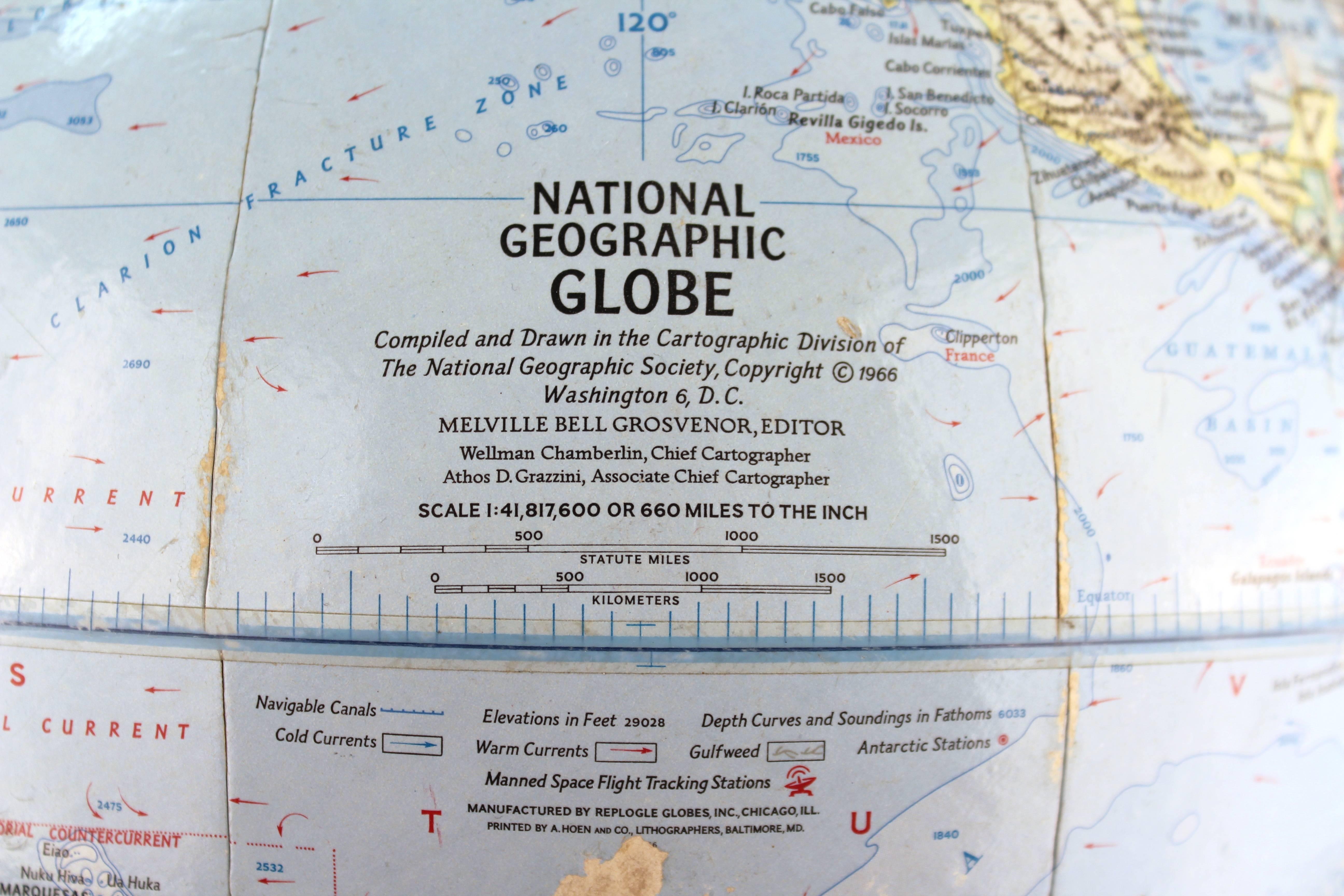 Mid-Century Modern National Geographic Midcentury Globe on Stand