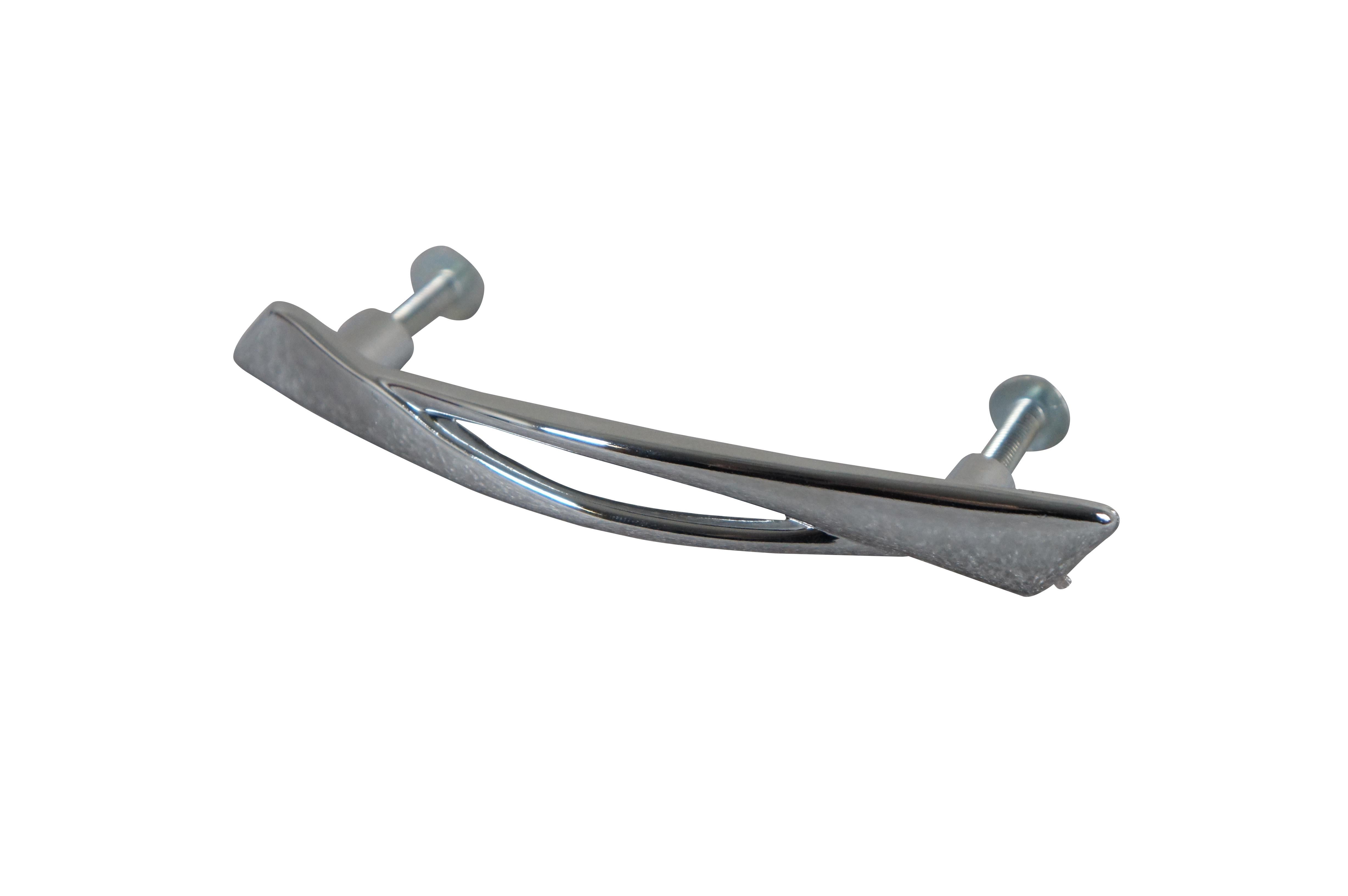 Mid-Century Modern National Lock Co C278-26 Galaxie Bright Chrome Drawer Pulls MCM For Sale