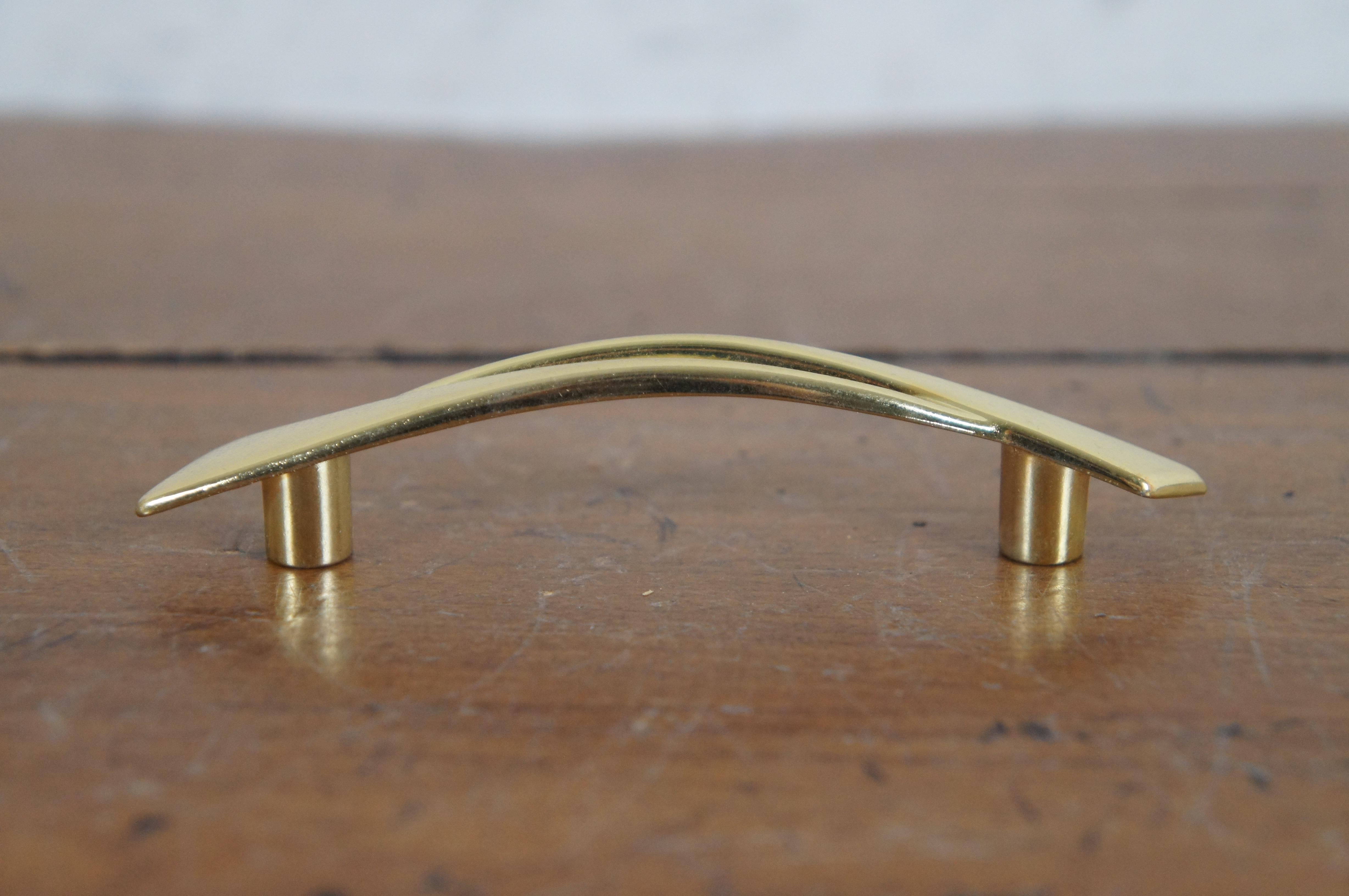 Metal National Lock Co Medalist C278-3 Galaxie Bright Brass Drawer Pull MCM For Sale