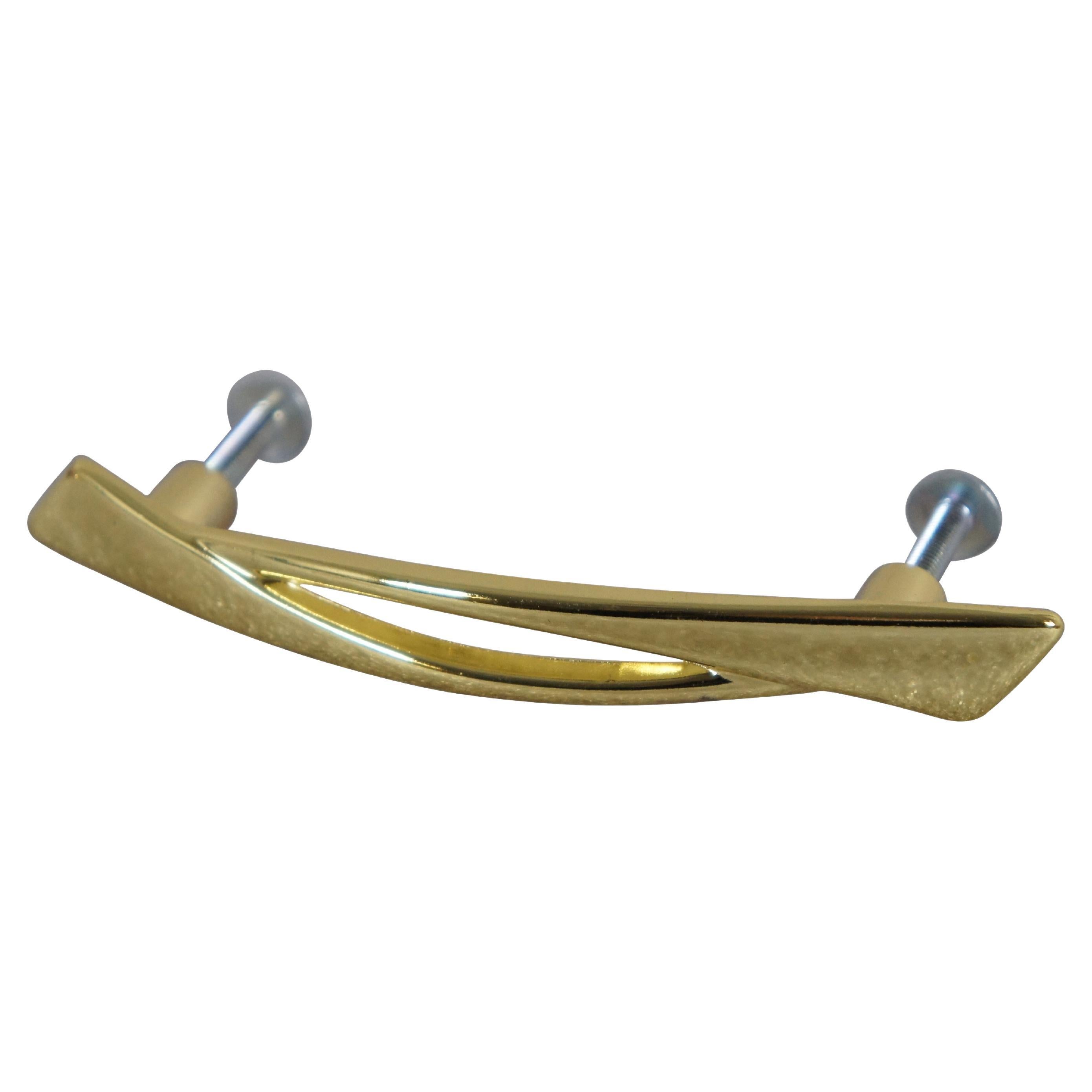 National Lock Co Medalist C278-3 Galaxie Bright Brass Drawer Pull MCM For Sale