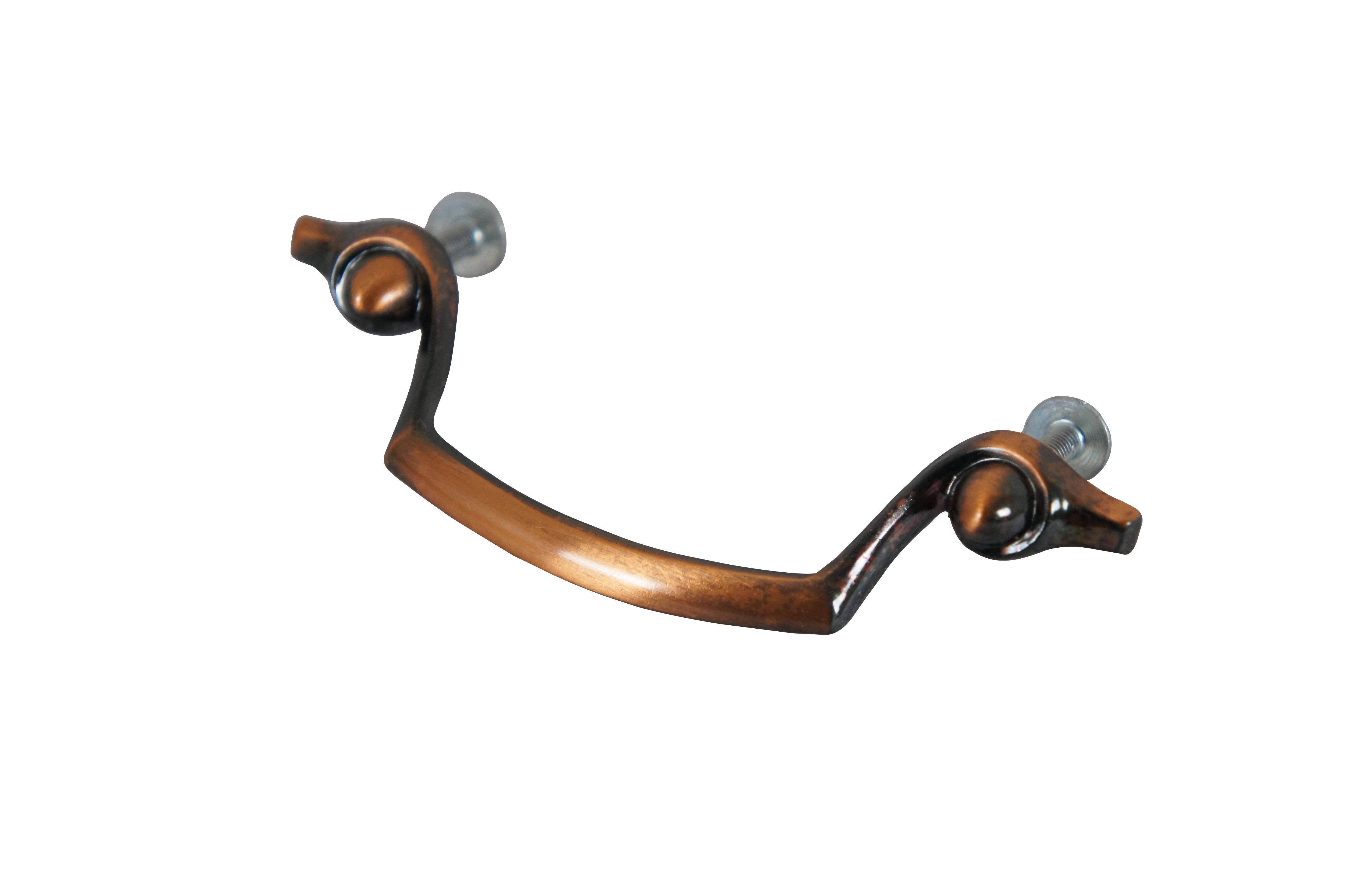 Mid-Century Modern National Lock Co Medalist C283-10D Colonial Classic Old Copper Drawer Pulls MCM For Sale
