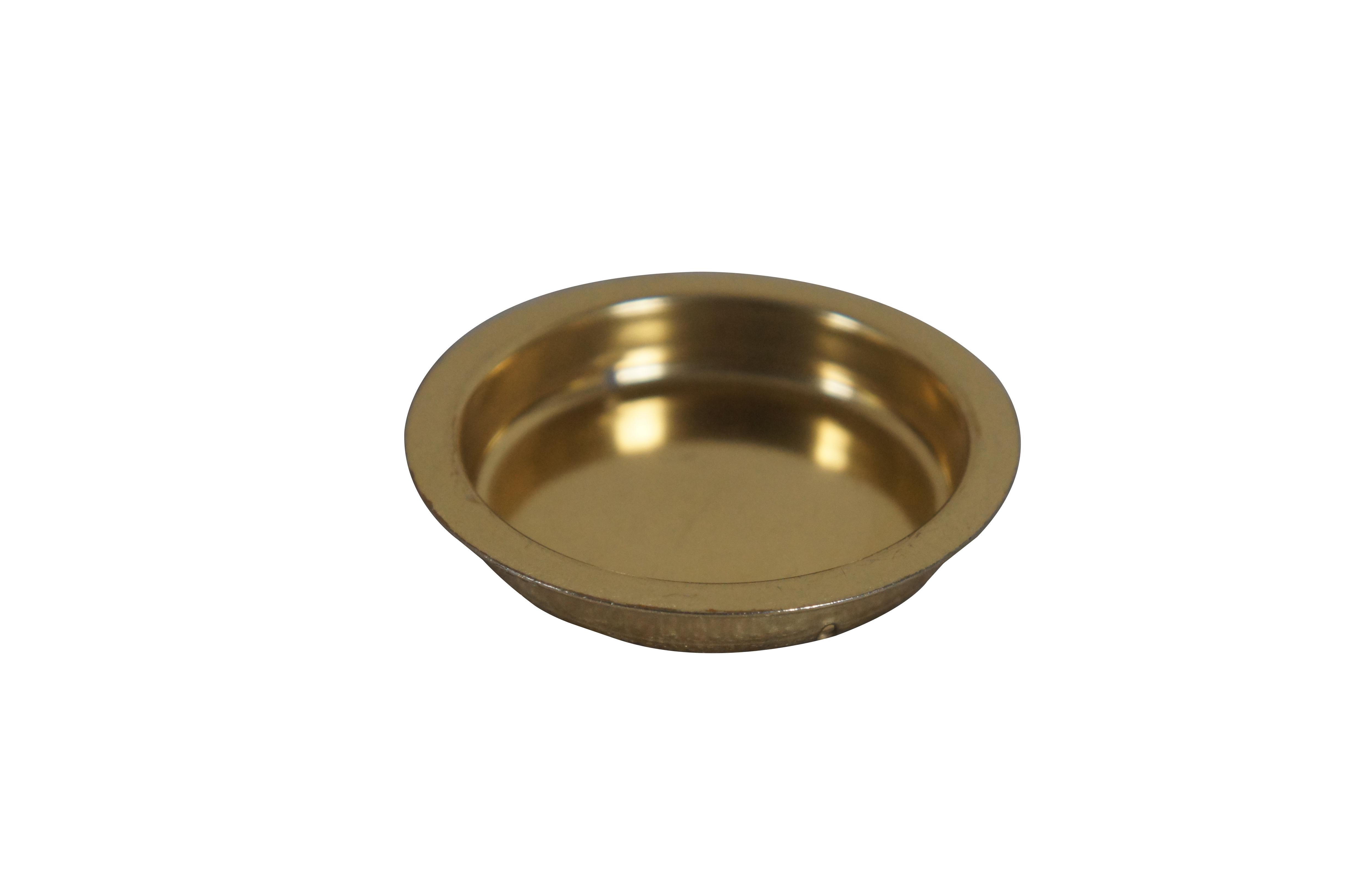 Mid-Century Modern National Lock Co Medalist C596 Bright Brass Cup Recessed Modern Drawer Pulls For Sale