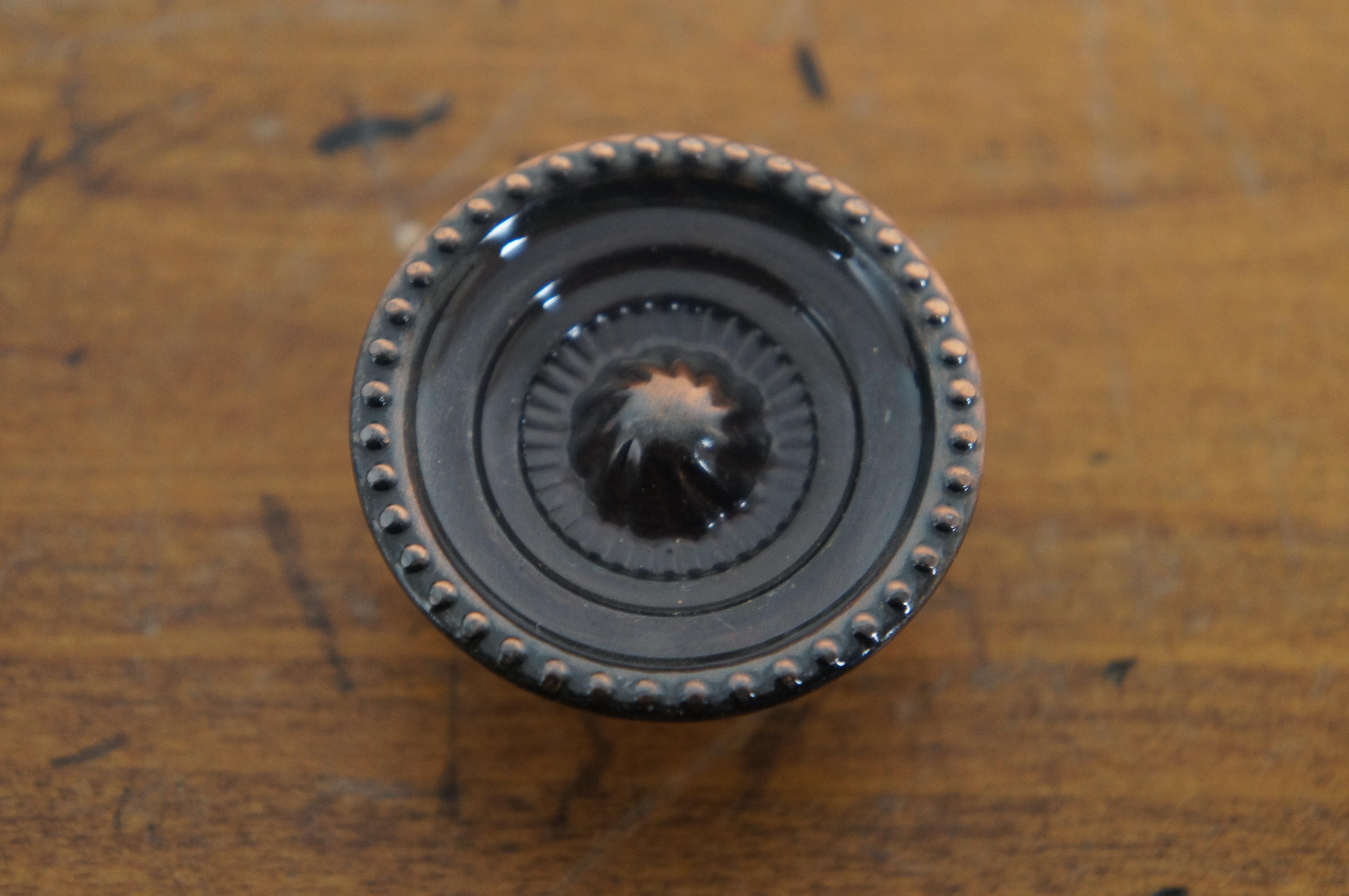 National Lock Co Medalist C606-10D Antique Bronze Victorian Knob Drawer Pulls 1