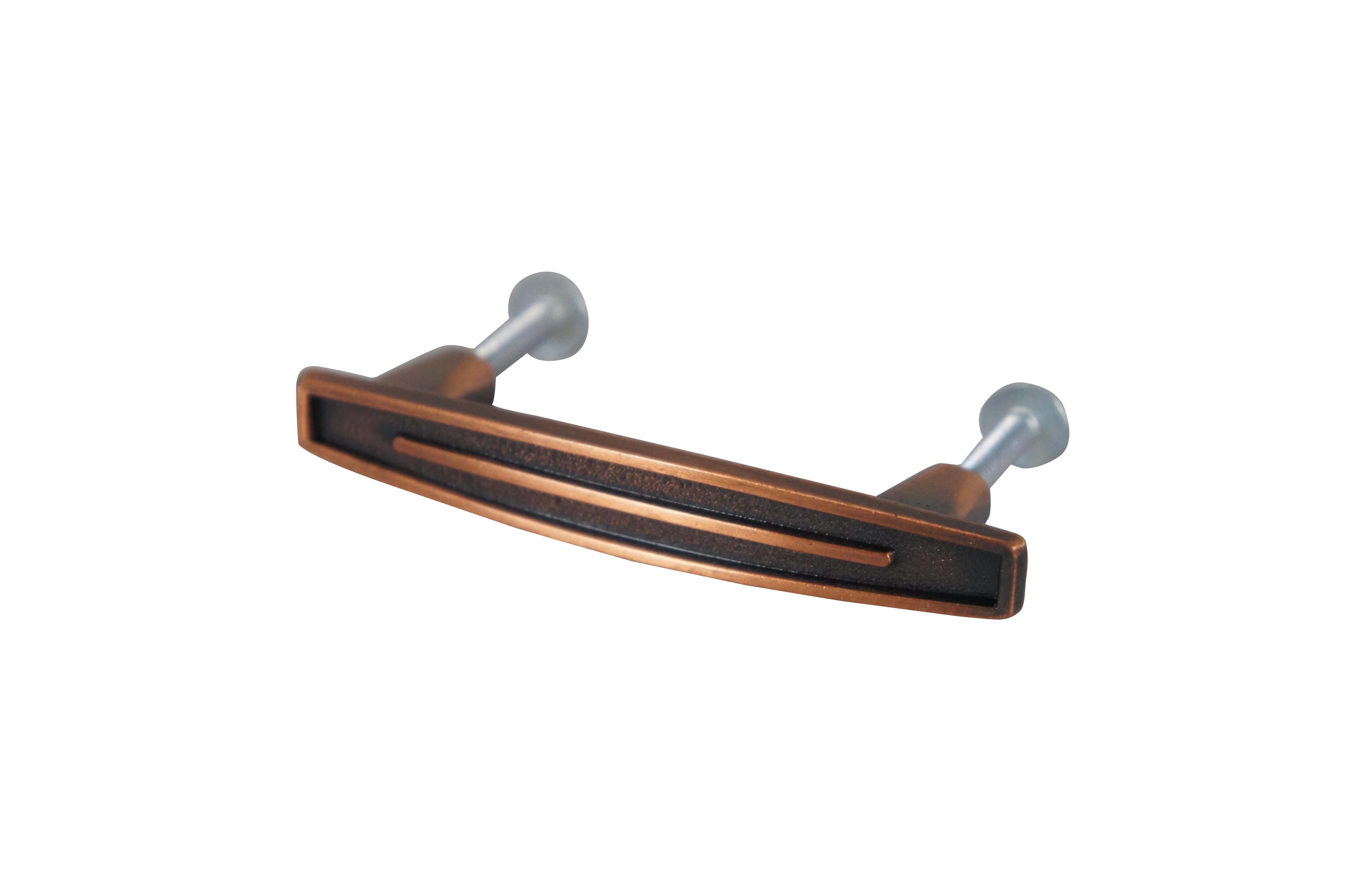 Mid-Century Modern National Lock Co Medalist C634-10D Dramatic Drawer Pulls Old Copper MCM For Sale