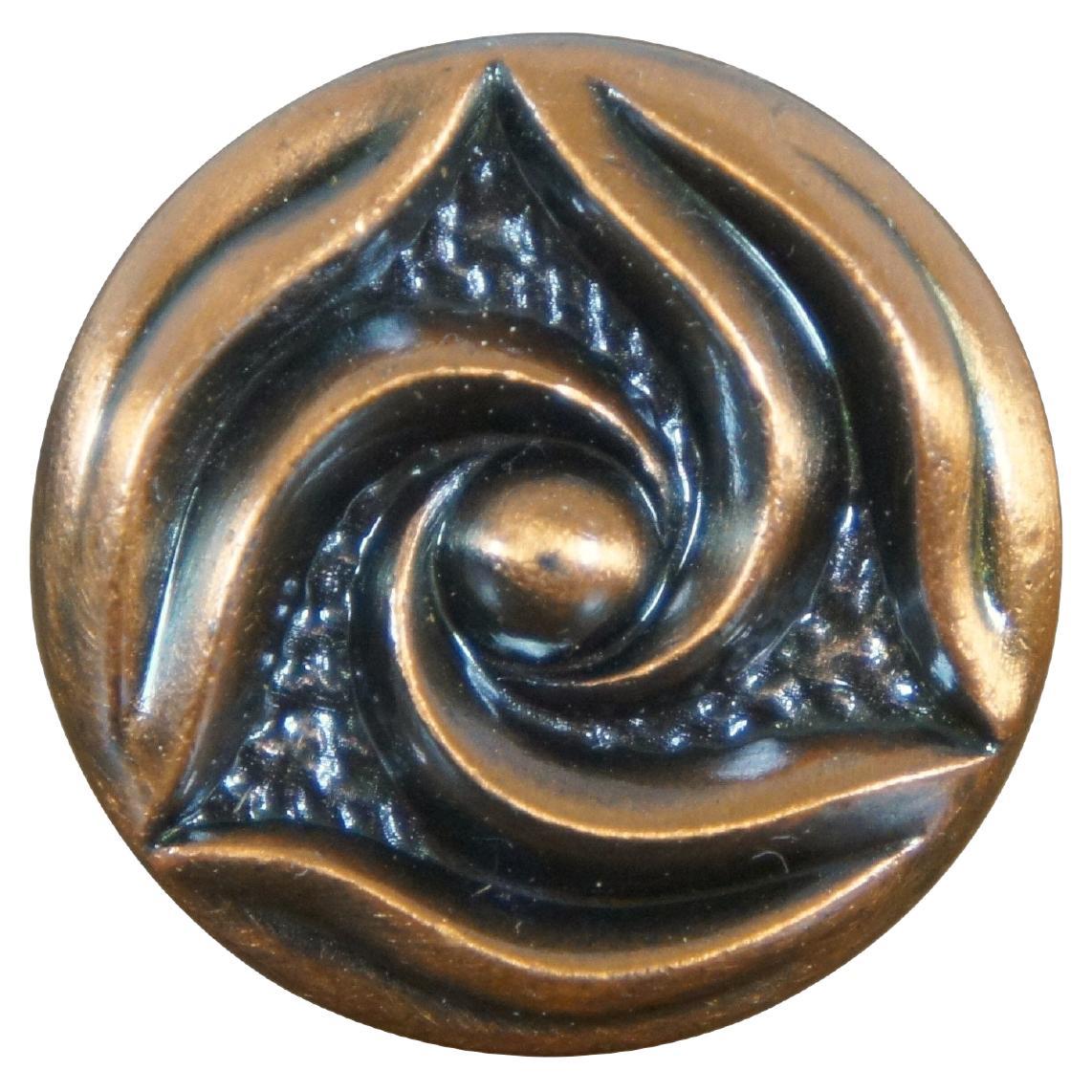 National Lock Co Medalist Old Copper Bronze Rosette Drawer Pulls Knobs Nouveau For Sale at 1stDibs