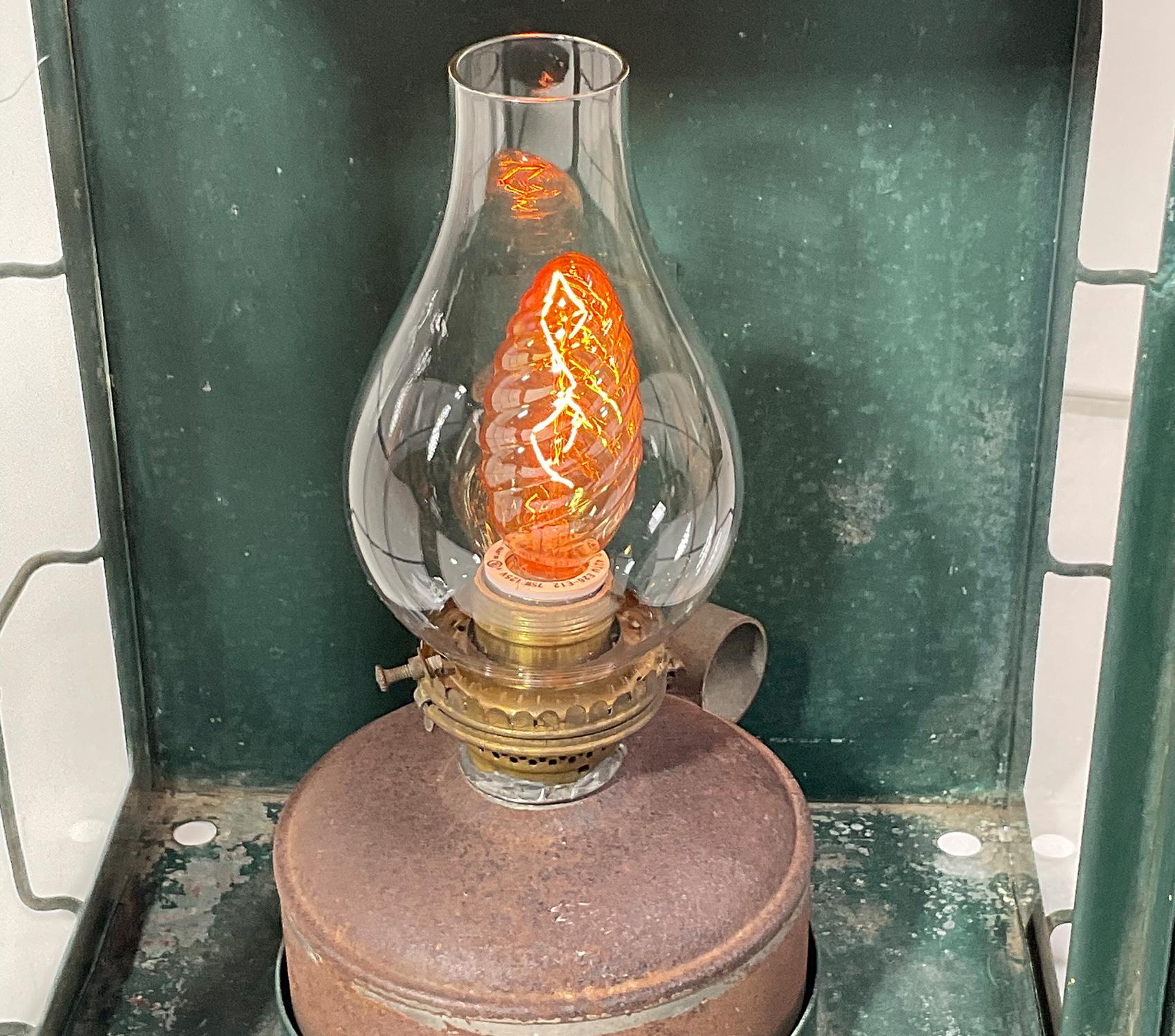 Early 20th Century National Marine Lamp Co. Iron Bulkhead Marine Lantern For Sale