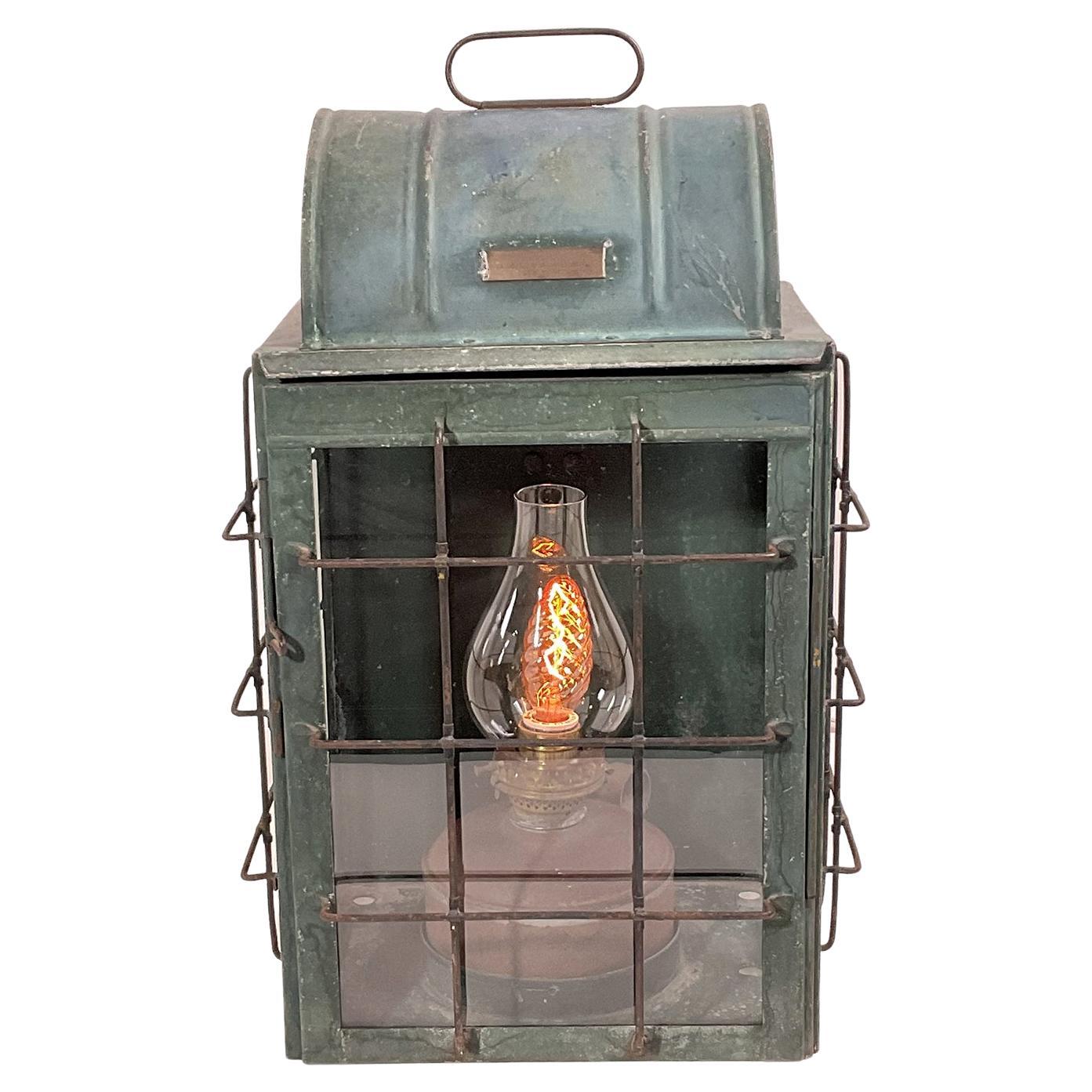 National Marine Lamp Co. Iron Bulkhead Marine Lantern For Sale