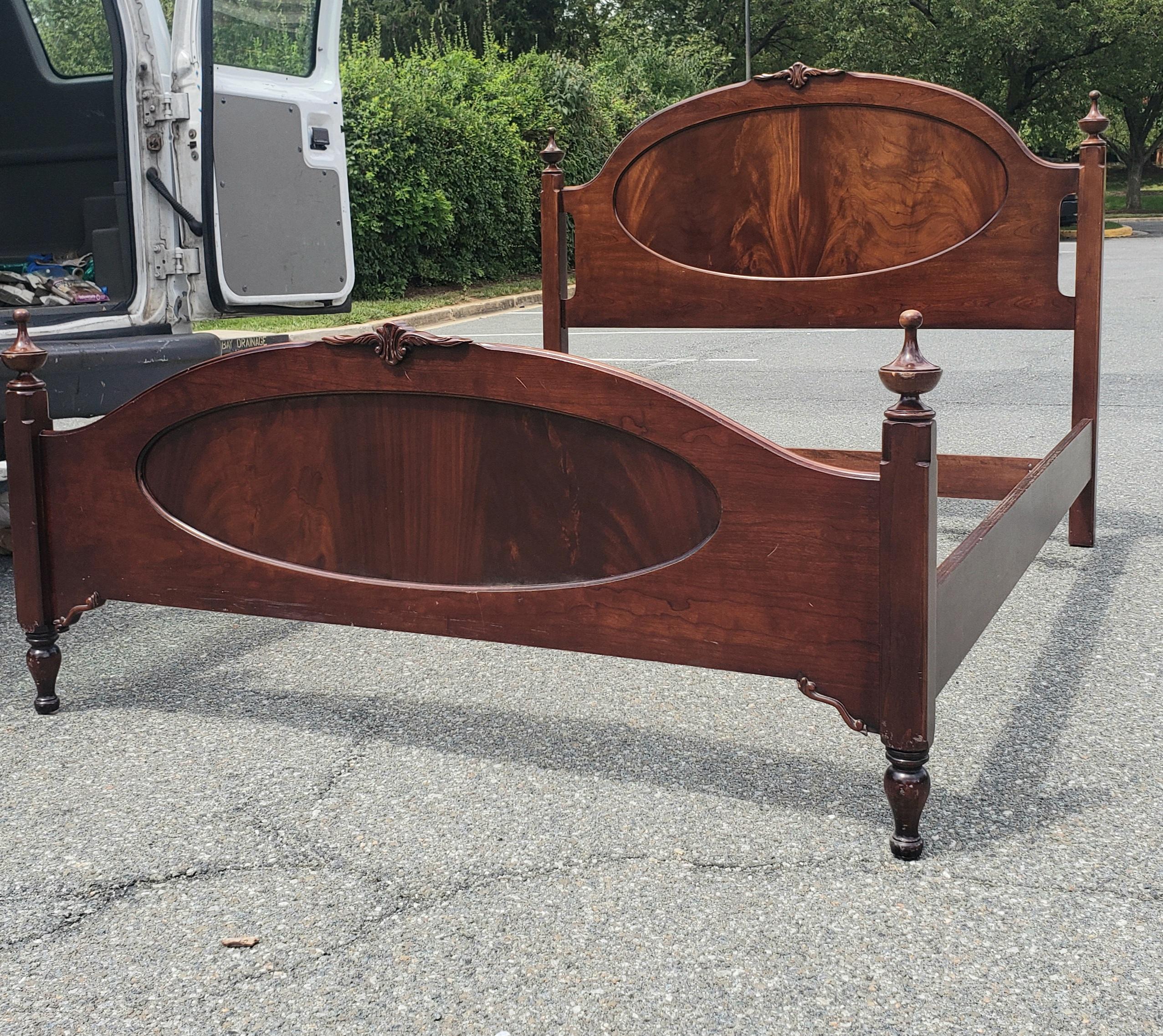 Mid-Century Modern National Mount Airy Flame Mahogany Queen Size Bedstead
