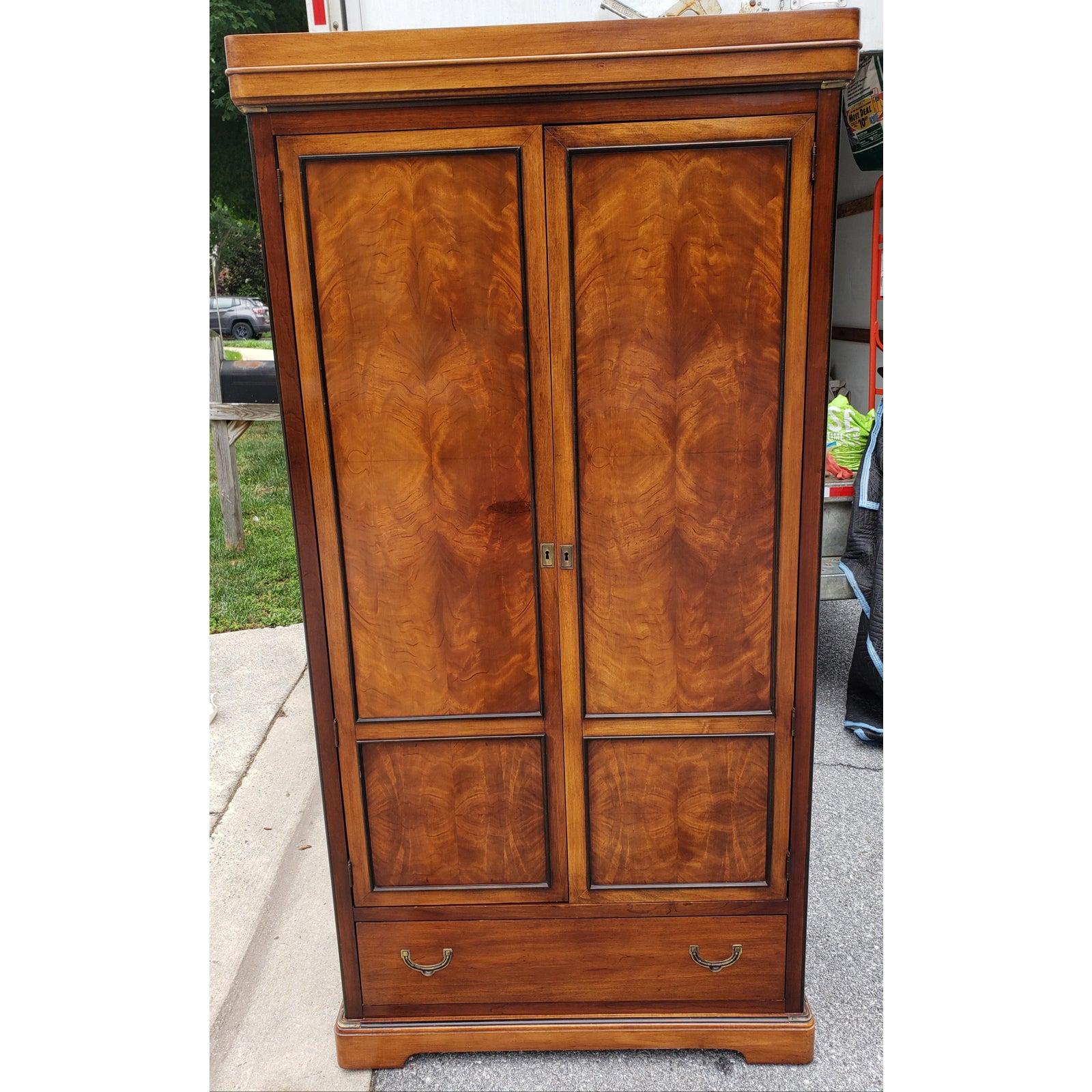 National Mount Airy Flame Walnut and Satinwood Inlaid Armoire 4