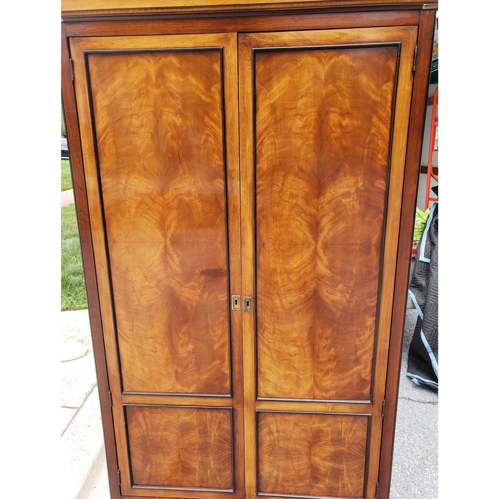 Mid-Century Modern National Mount Airy Flame Walnut and Satinwood Inlaid Armoire