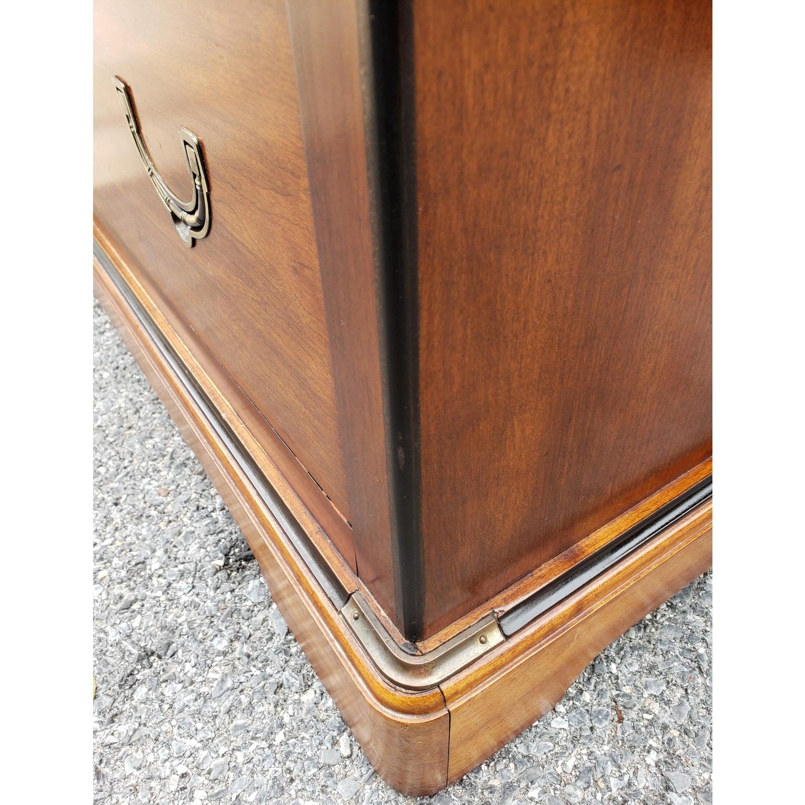 Brass National Mount Airy Flame Walnut and Satinwood Inlaid Armoire