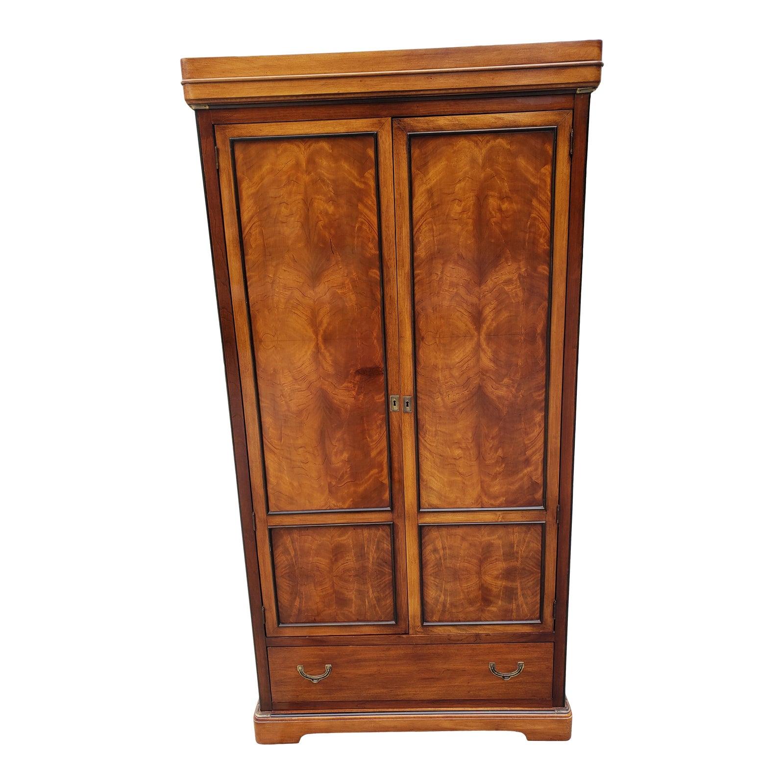 National Mount Airy Flame Walnut and Satinwood Inlaid Armoire