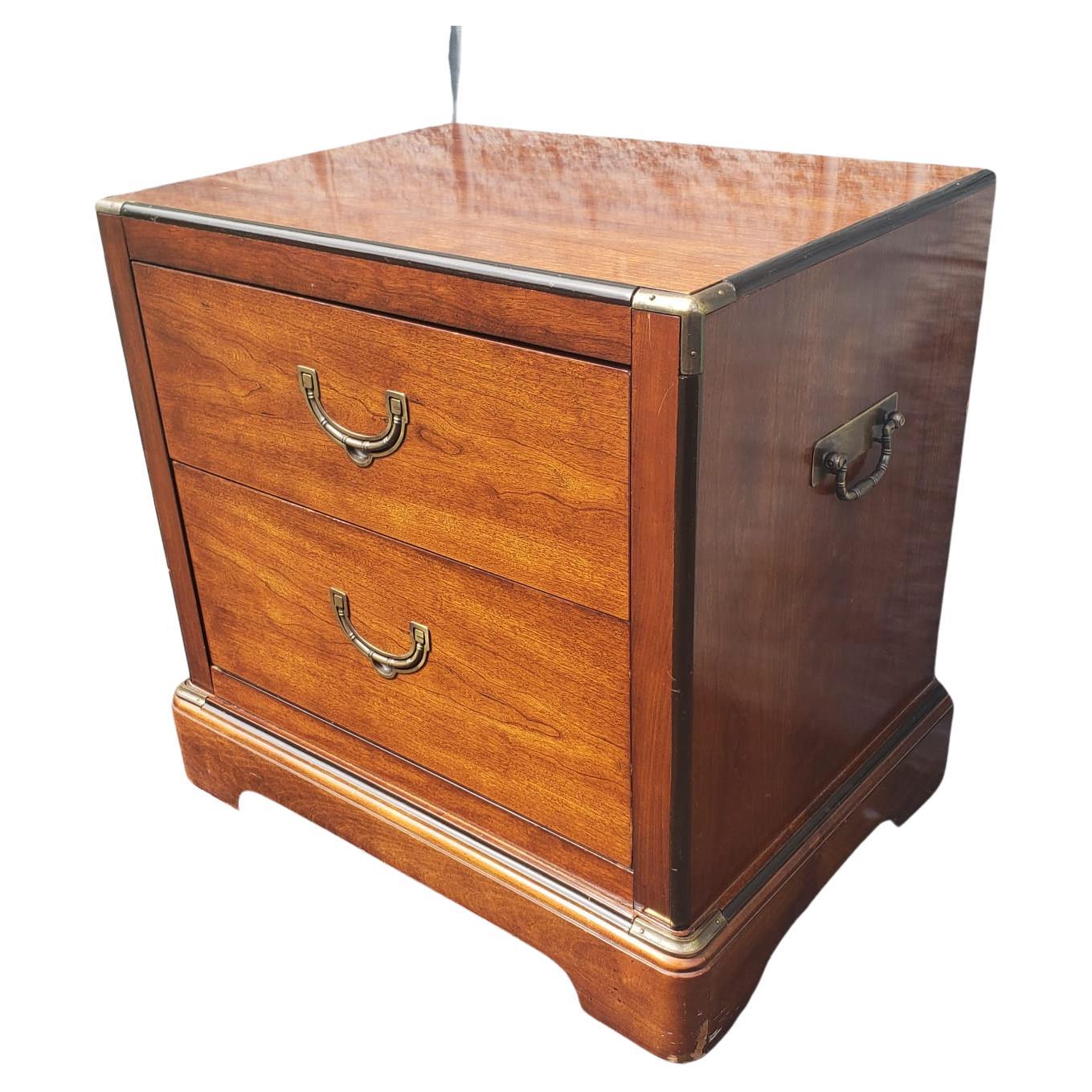 American National Mount Airy Mahogany Campaign Style Bedside Table Chest