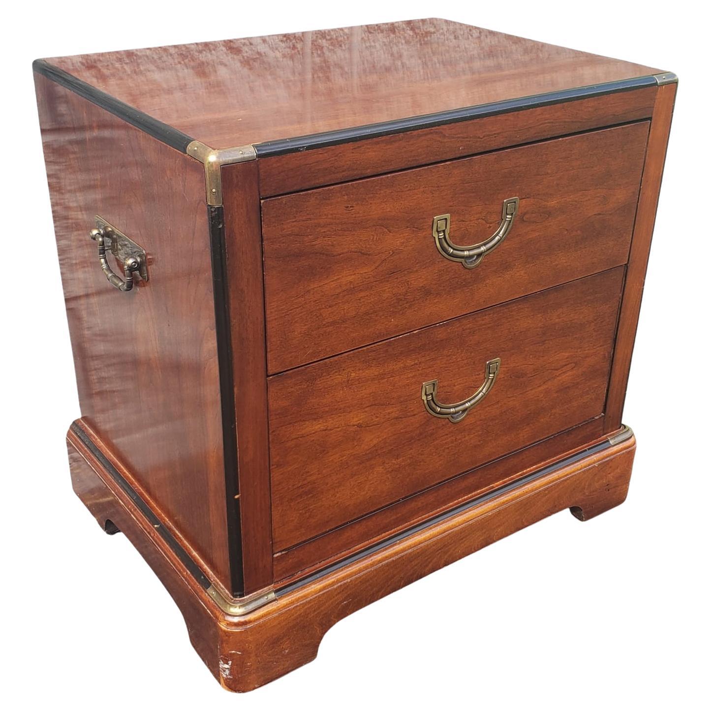 National Mount Airy Mahogany Campaign Style Bedside Table Chest In Good Condition In Germantown, MD