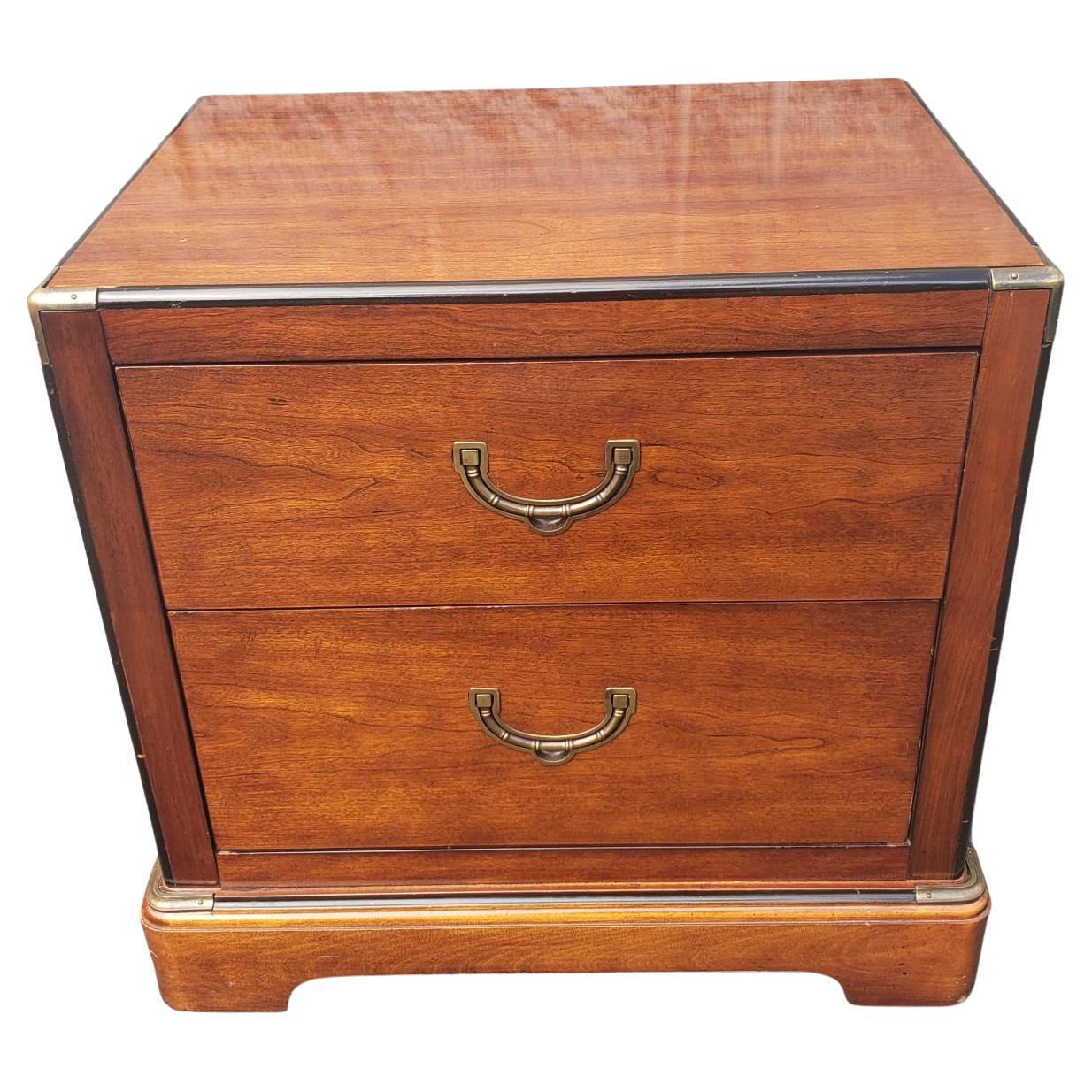 National Mount Airy Mahogany Campaign Style Bedside Table Chest