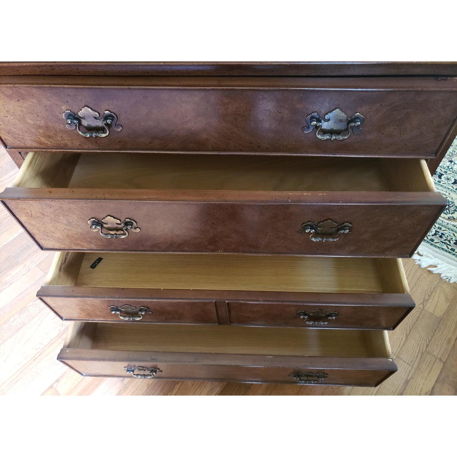 North American National Mount Airy Walnut Burl Chest of Drawers For Sale