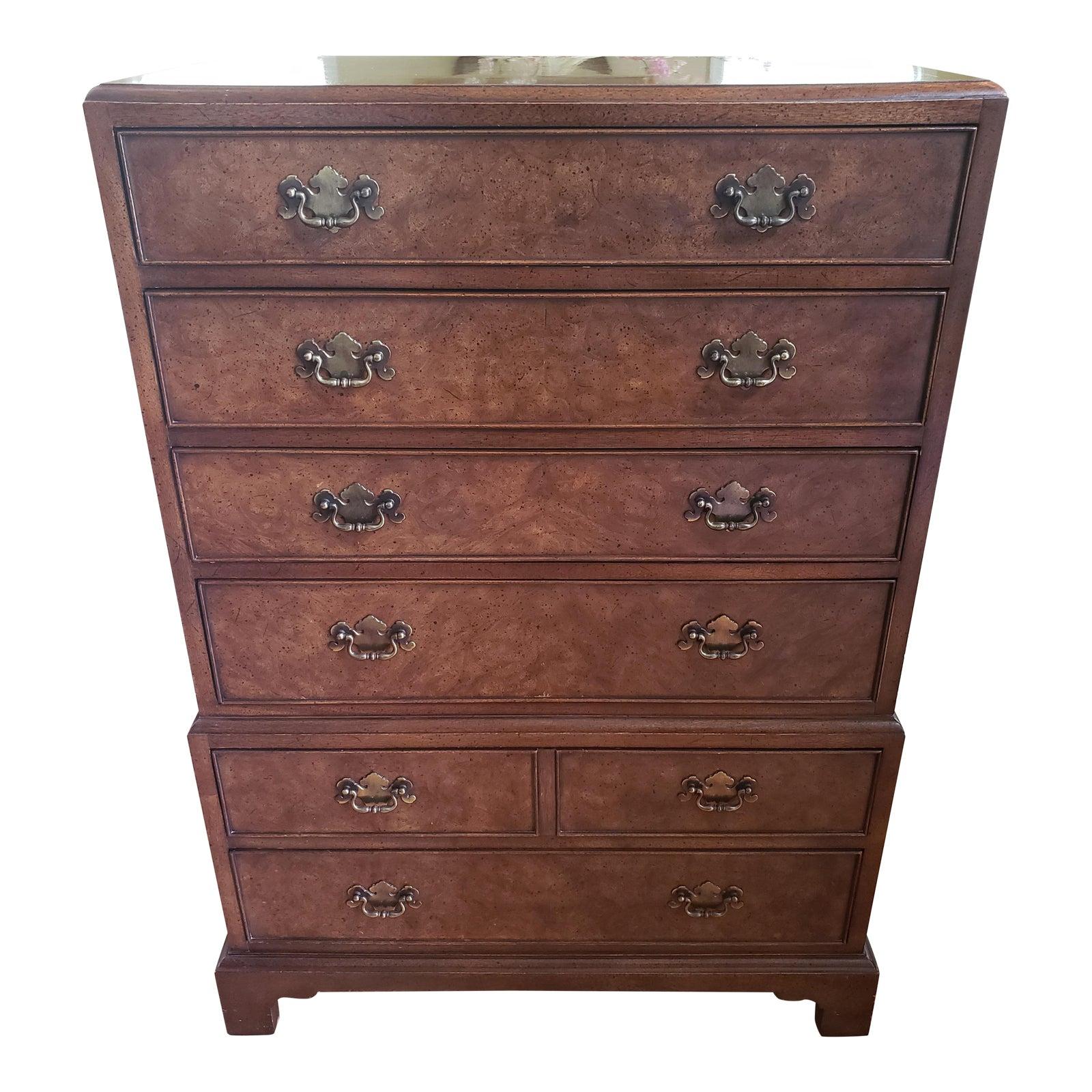 National Mount Airy Walnut Burl Chest of Drawers