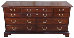 National Mt. Airy Chippendale Style Cherry Double Dresser & Mirror Ten Drawers