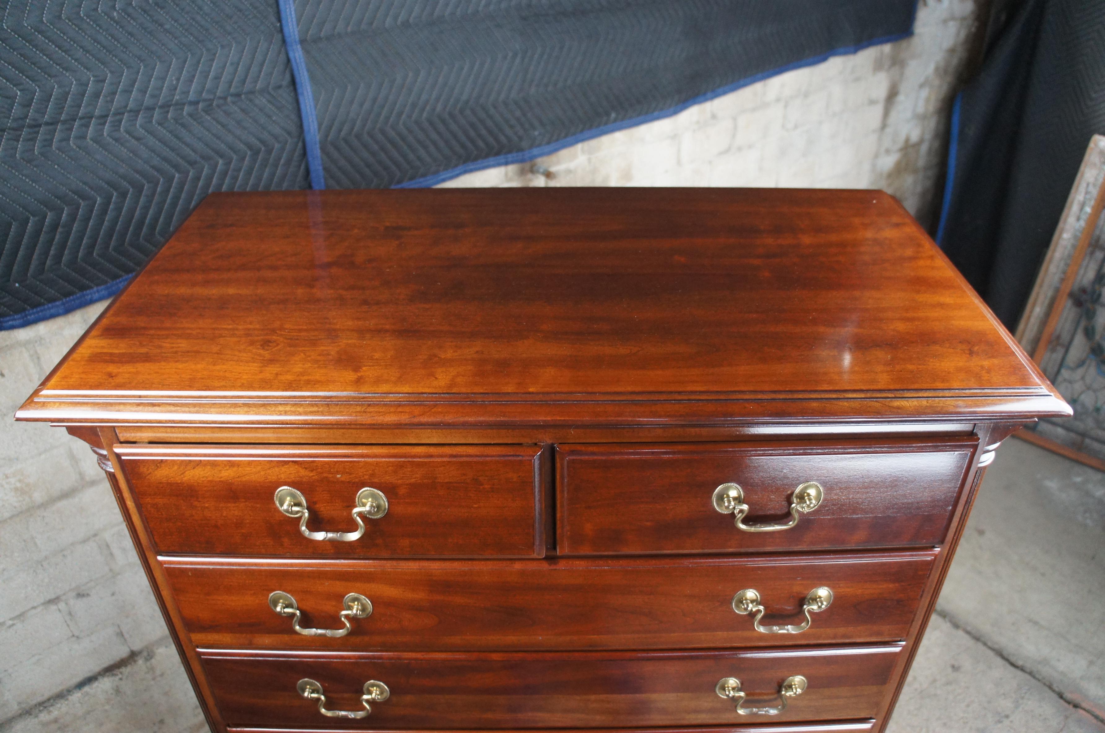National Mt. Airy Chippendale Style Cherry Tallboy Dresser Chest of Drawers Vtg 6