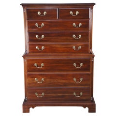 National Mt. Airy Chippendale Style Cherry Tallboy Dresser Chest of Drawers Vtg