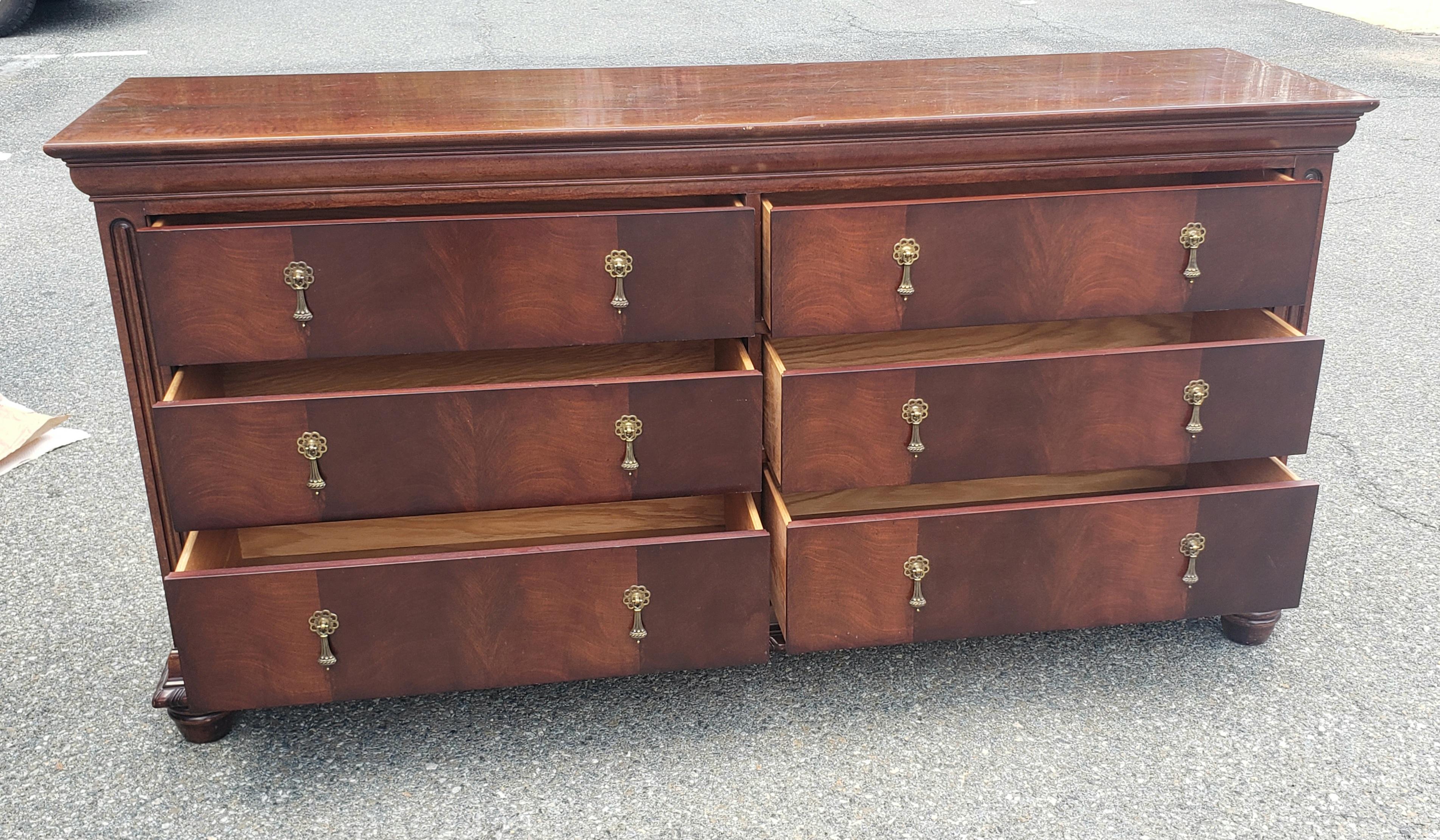 Mid-Century Modern National Mt-Airy Flame Mahogany Double Dresser