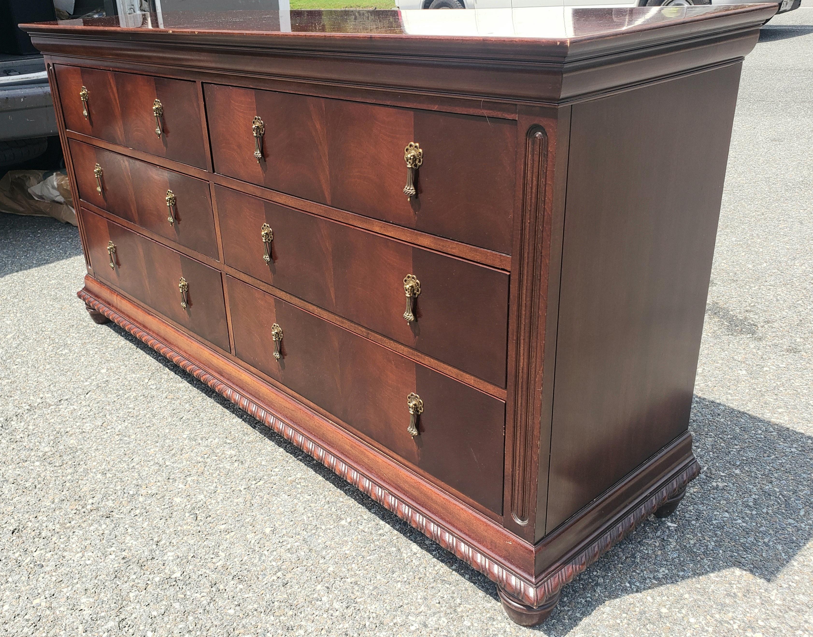 Brass National Mt-Airy Flame Mahogany Double Dresser