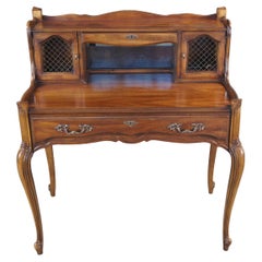 National Mt Airy French Provincial Louis XV Walnut Writing Desk w Mirror & Light